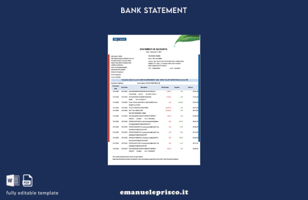 stile verificato India SÌ modello word di estratto conto bancario